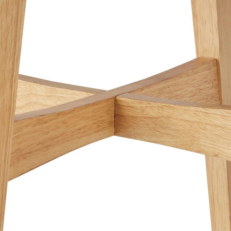 23-Inch Round Wood-Finish End Table with X-Cross Base and Tapered Legs