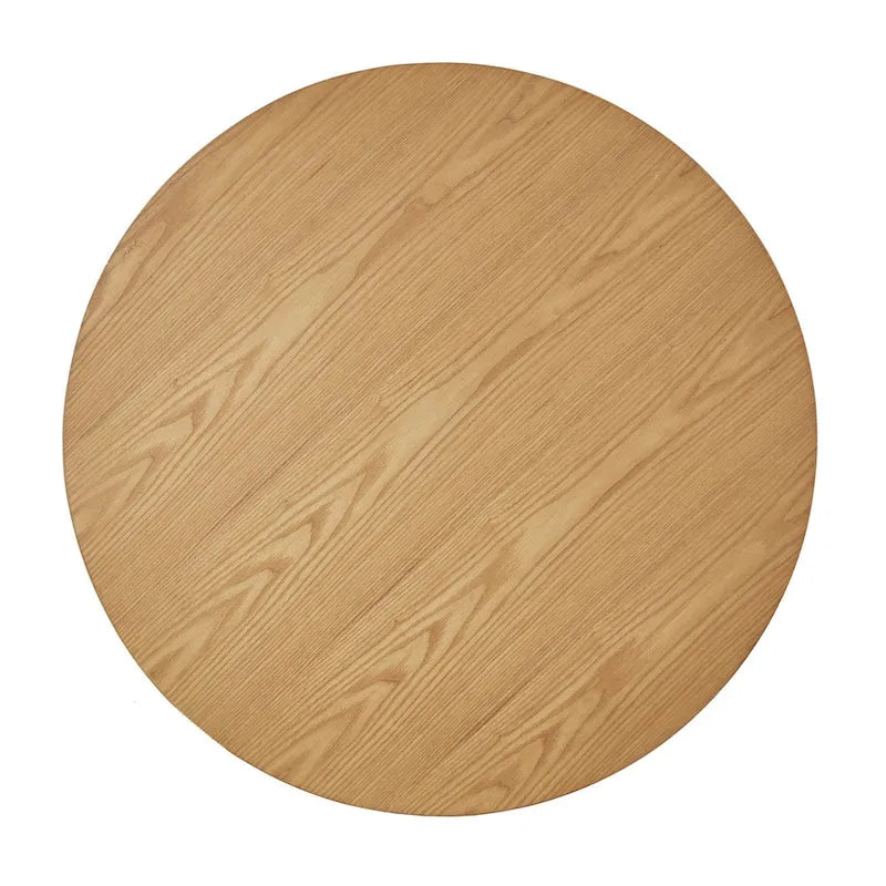 23-Inch Round Wood-Finish End Table with X-Cross Base and Tapered Legs