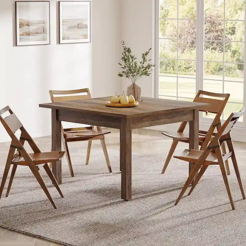 Country Rustic Square Dining Table with Solid Wood Legs - 39.4D x 39.4W x 30H
