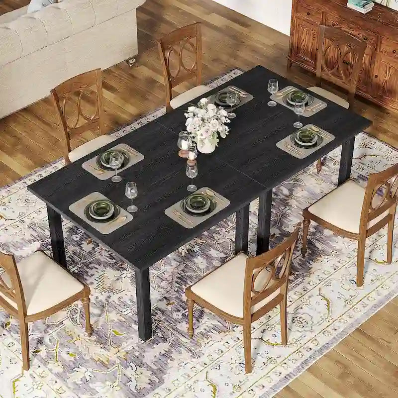 Country Rustic Square Dining Table with Solid Wood Legs - 39.4D x 39.4W x 30H