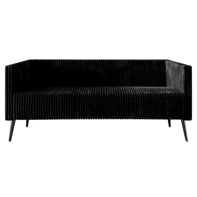 74.27-Inch Modern Upholstered Sofa with Vertical Detailing and Metal Legs