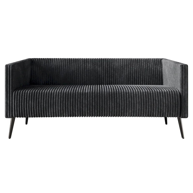 74.27-Inch Modern Upholstered Sofa with Vertical Detailing and Metal Legs