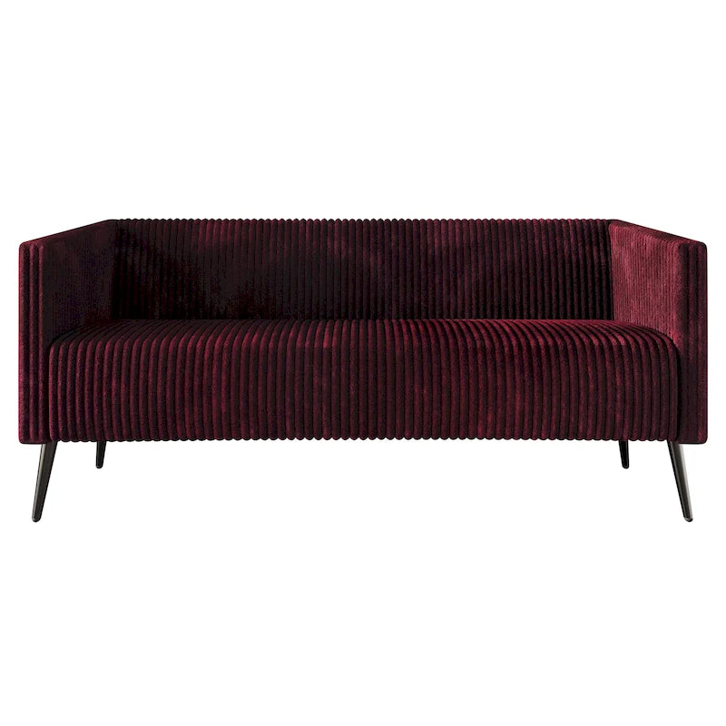 74.27-Inch Modern Upholstered Sofa with Vertical Detailing and Metal Legs