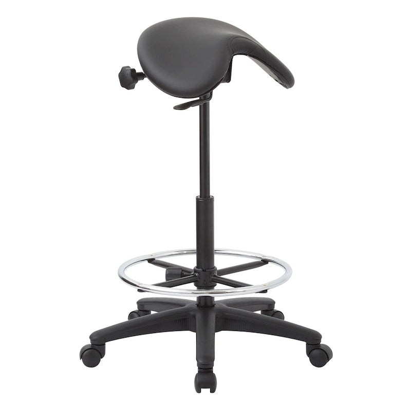 Backless Stool with Height-adjustable Saddle Seat
