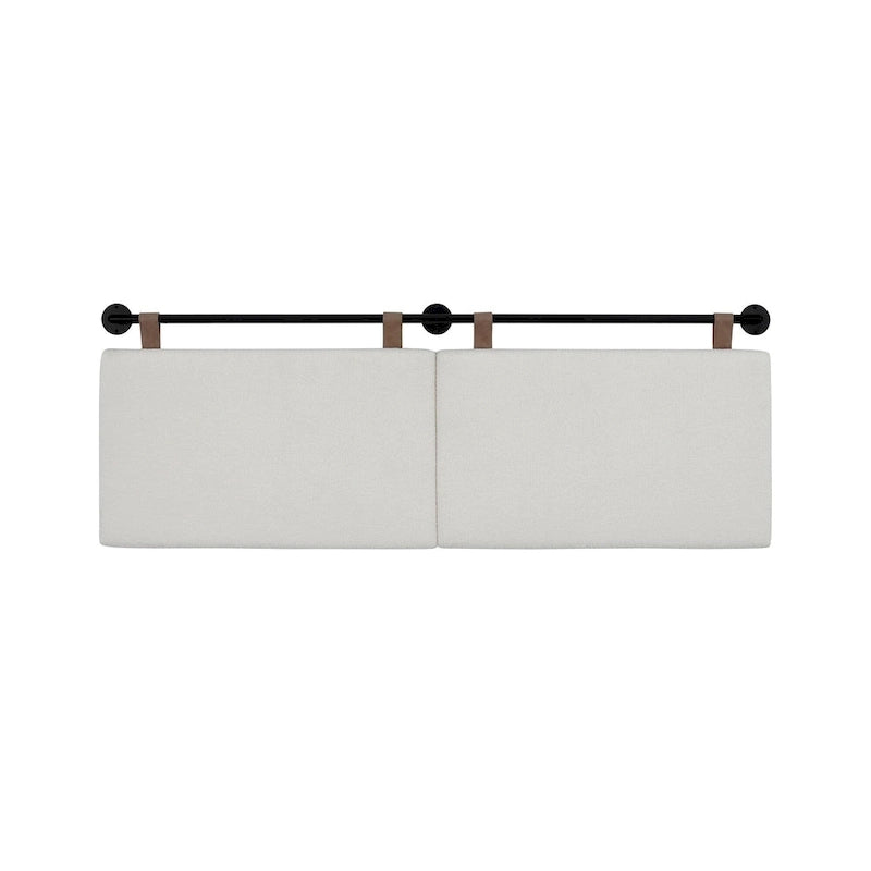 Charlie Wall Mount Boucle Upholstered Padded Headboard, Adjustable Height with Metal Rail
