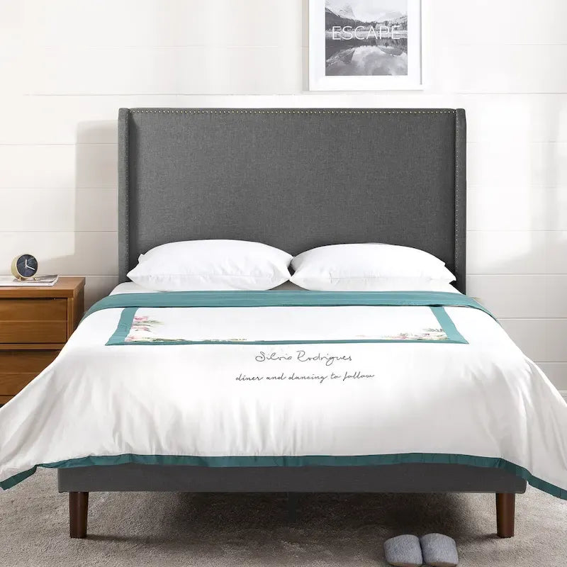 Priage by Zinus Upholstered Wingback Platform Bed