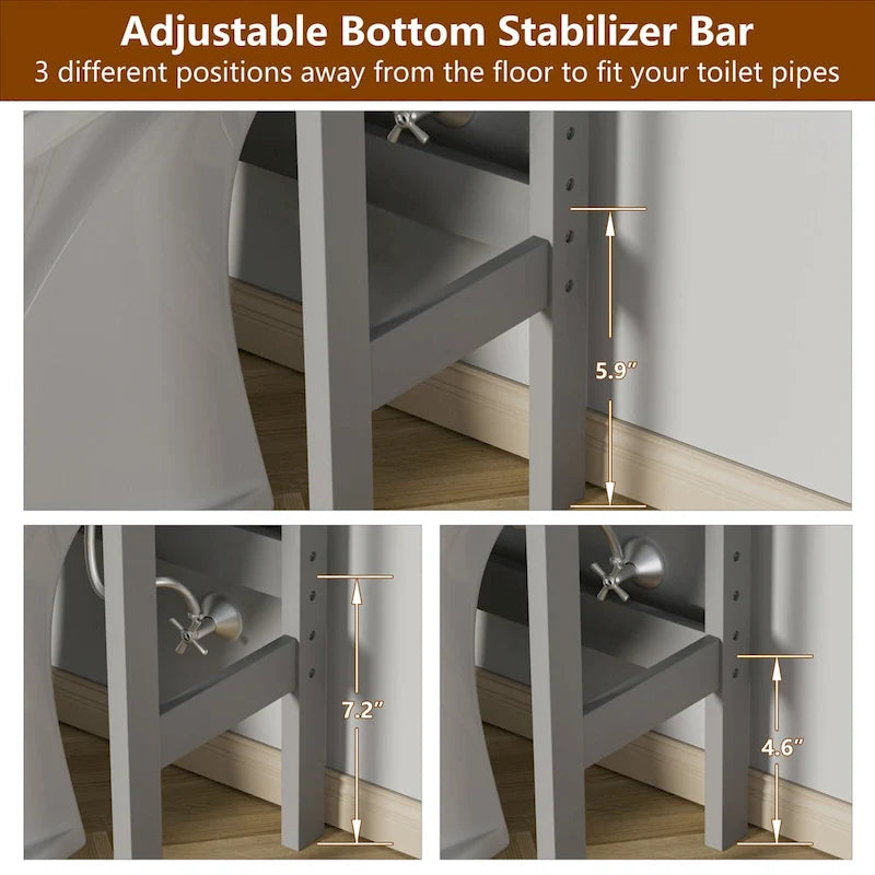 Over-the-Toilet Bathroom Storage Cabinet with 2 Doors and Adjustable Shelf