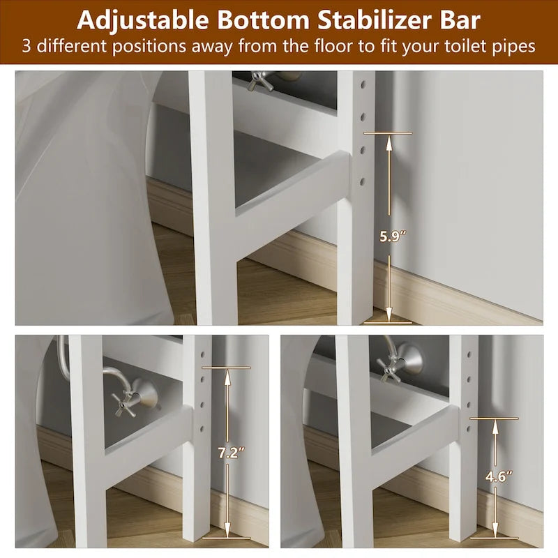 Over-the-Toilet Bathroom Storage Cabinet with 2 Doors and Adjustable Shelf
