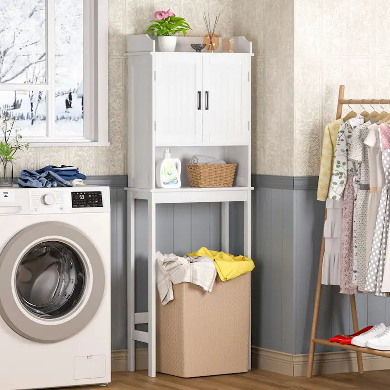 Over-the-Toilet Bathroom Storage Cabinet with 2 Doors and Adjustable Shelf
