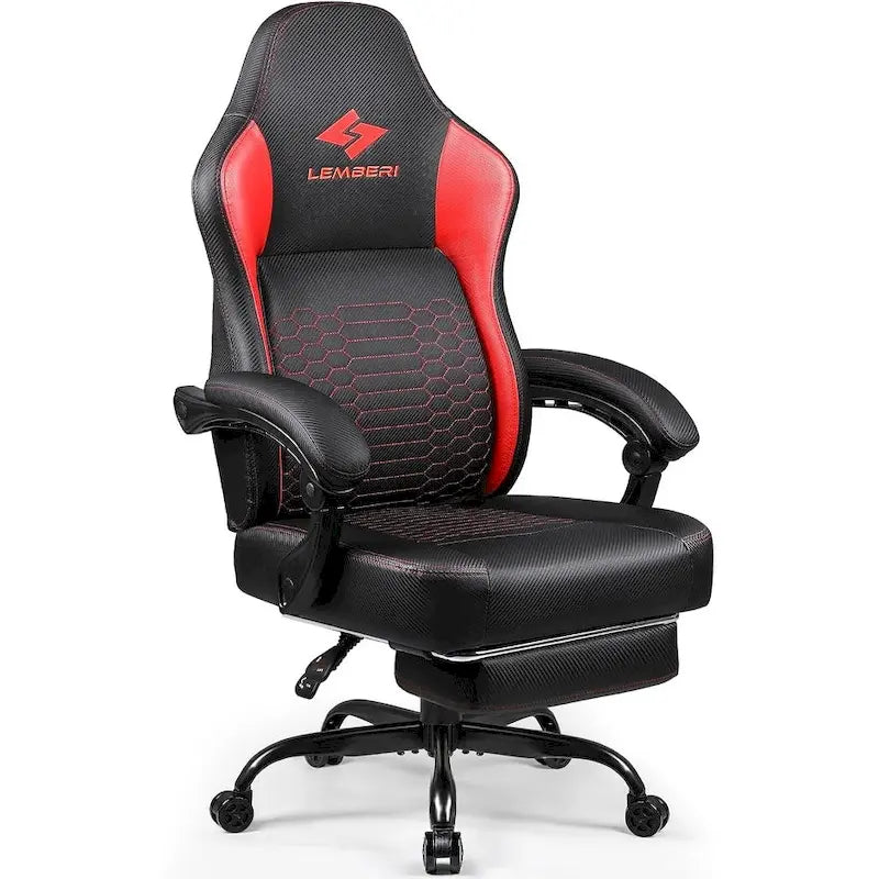 Big and Tall Reclining Gaming Chair with Footrest and Massage Lumbar Support, 400 lb Capacity