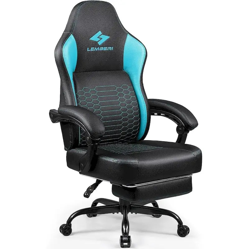 Big and Tall Reclining Gaming Chair with Footrest and Massage Lumbar Support, 400 lb Capacity