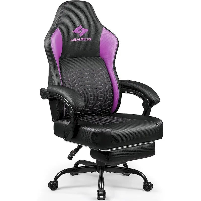 Big and Tall Reclining Gaming Chair with Footrest and Massage Lumbar Support, 400 lb Capacity