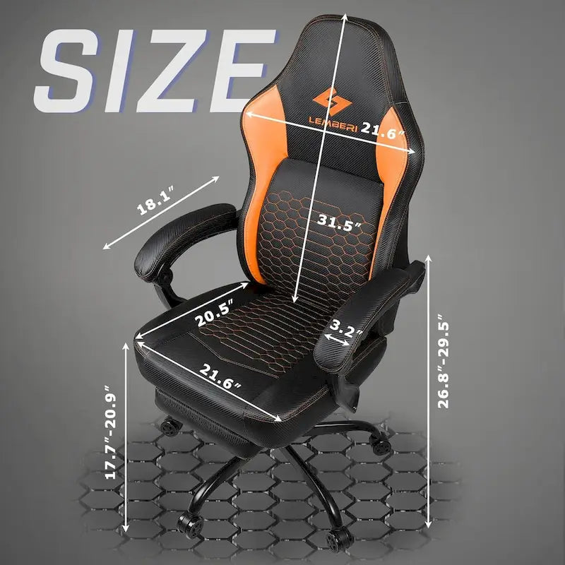 Big and Tall Reclining Gaming Chair with Footrest and Massage Lumbar Support, 400 lb Capacity
