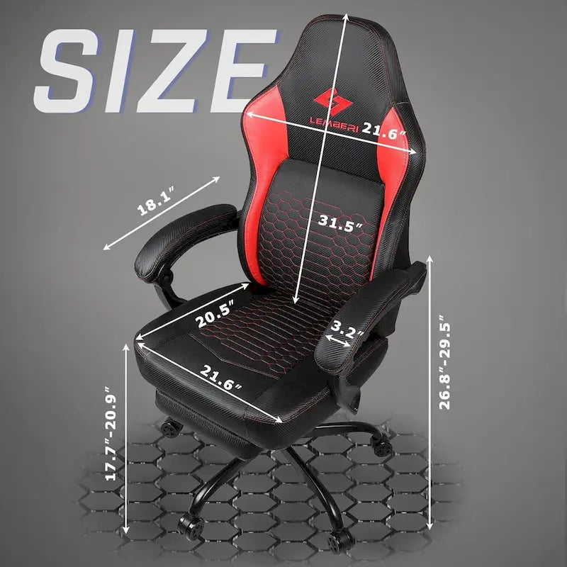 Big and Tall Reclining Gaming Chair with Footrest and Massage Lumbar Support, 400 lb Capacity