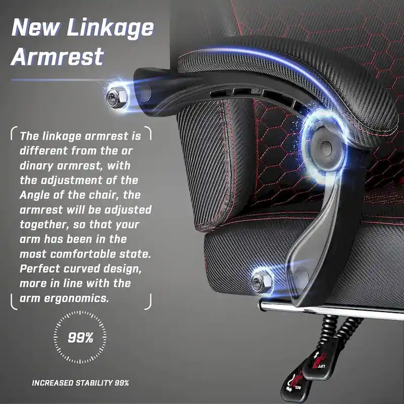 Big and Tall Reclining Gaming Chair with Footrest and Massage Lumbar Support, 400 lb Capacity