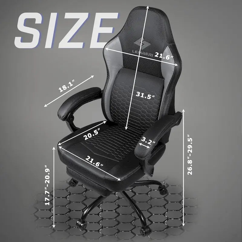 Big and Tall Reclining Gaming Chair with Footrest and Massage Lumbar Support, 400 lb Capacity
