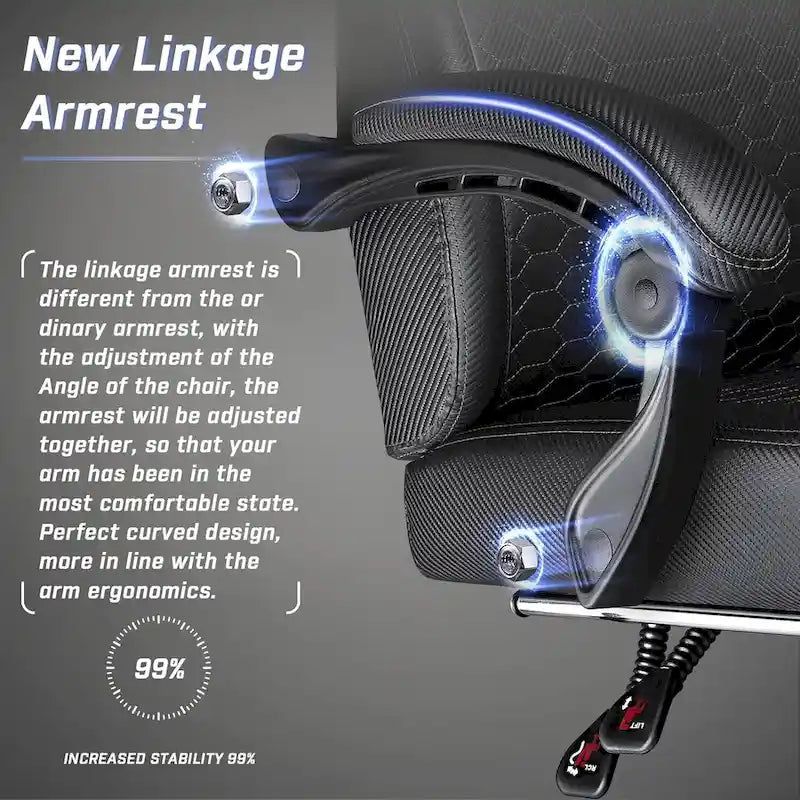 Big and Tall Reclining Gaming Chair with Footrest and Massage Lumbar Support, 400 lb Capacity