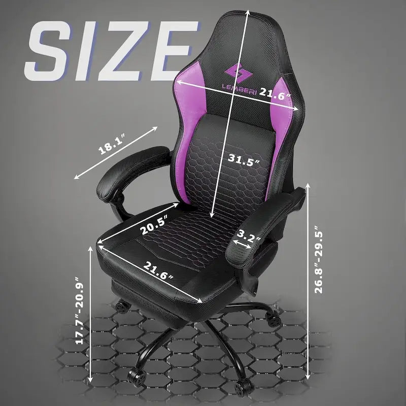 Big and Tall Reclining Gaming Chair with Footrest and Massage Lumbar Support, 400 lb Capacity