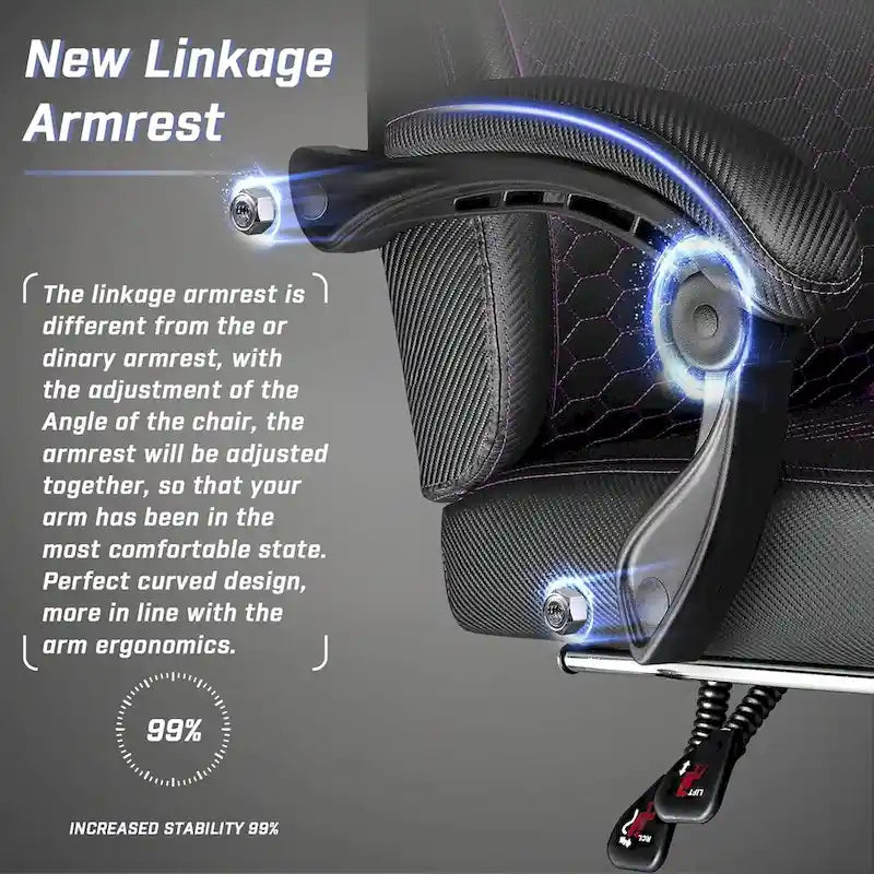 Big and Tall Reclining Gaming Chair with Footrest and Massage Lumbar Support, 400 lb Capacity