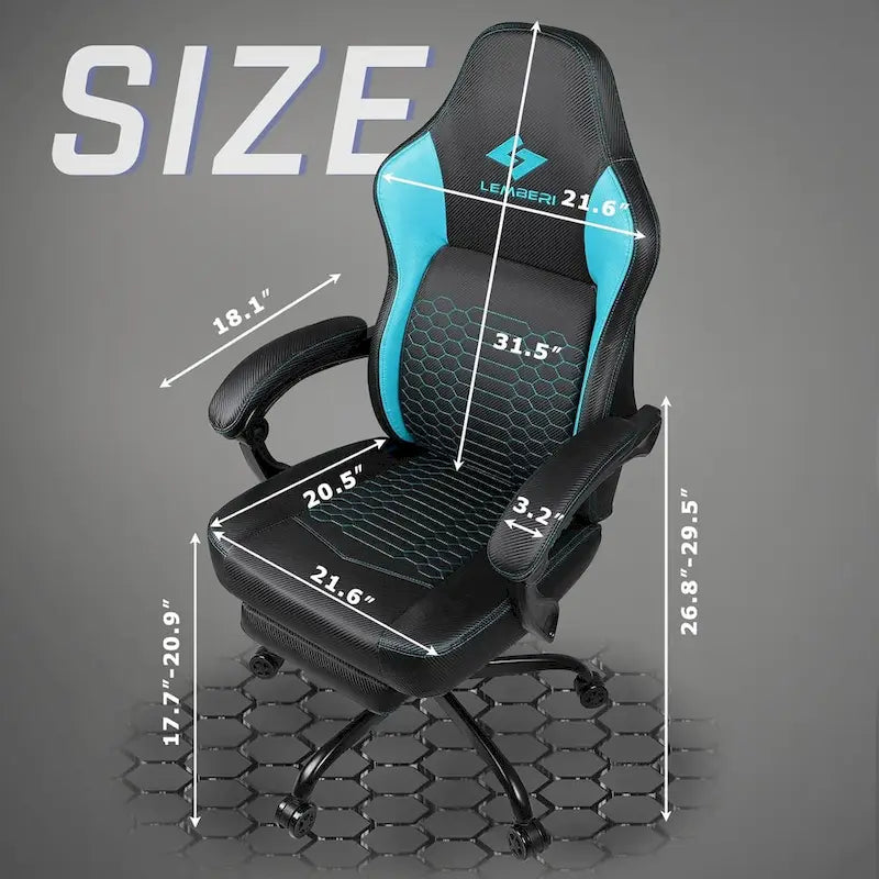 Big and Tall Reclining Gaming Chair with Footrest and Massage Lumbar Support, 400 lb Capacity