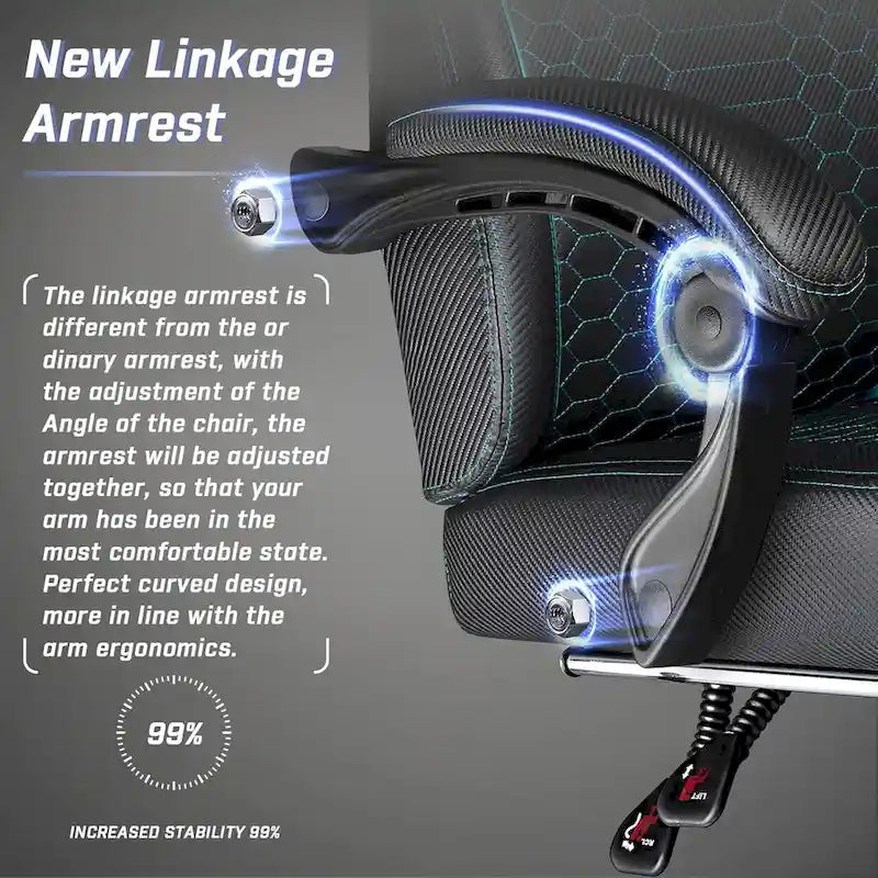 Big and Tall Reclining Gaming Chair with Footrest and Massage Lumbar Support, 400 lb Capacity