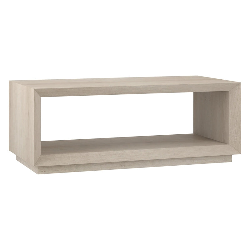 47.5-Inch Modern Rectangular Coffee Table with Wood-Look Finish and Plinth Base