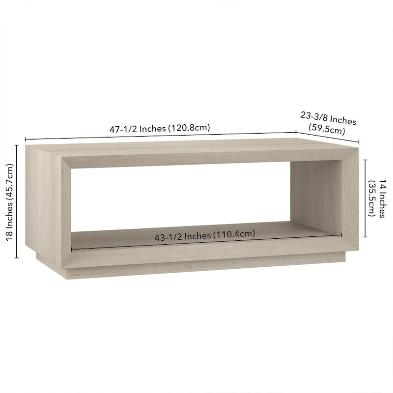 47.5-Inch Modern Rectangular Coffee Table with Wood-Look Finish and Plinth Base