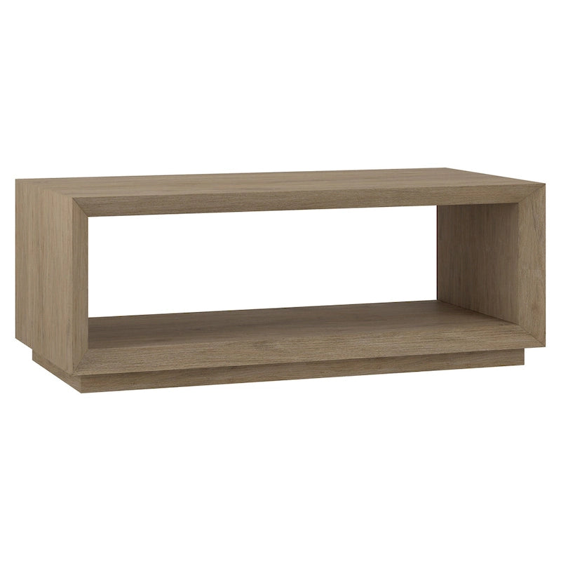 47.5-Inch Modern Rectangular Coffee Table with Wood-Look Finish and Plinth Base