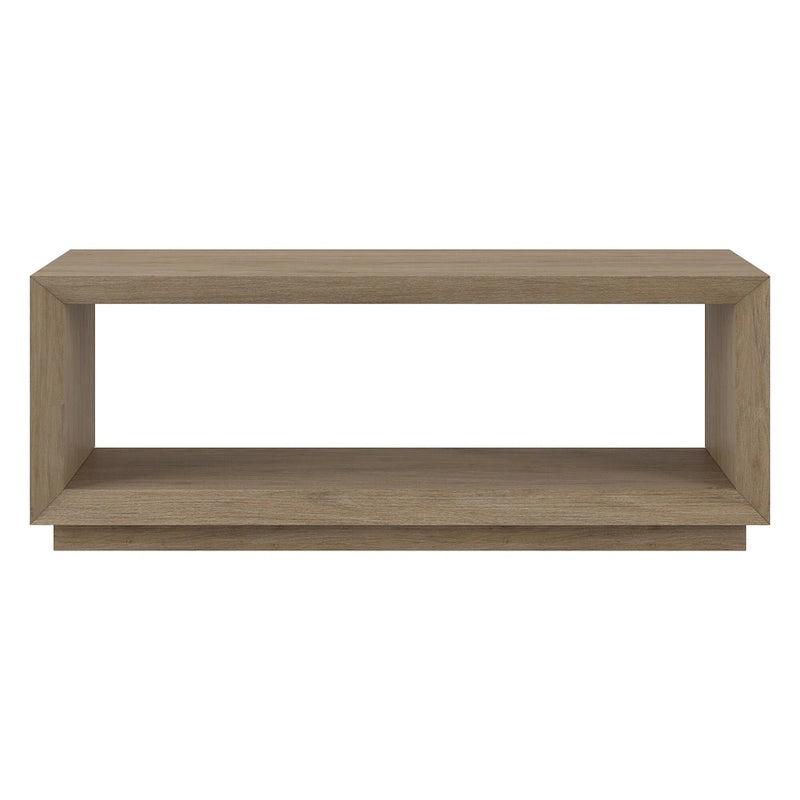 47.5-Inch Modern Rectangular Coffee Table with Wood-Look Finish and Plinth Base