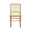Mid-Century Solid Wood Dining Chairs with Natural Cane Seats and Backs, 2 Chairs