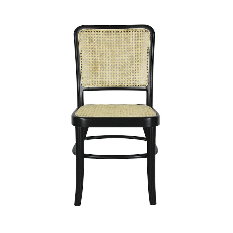 Esszimmerstühle aus Massivholz im Mid-Century-Stil mit Sitzen und Rückenlehnen aus natürlichem Rohrgeflecht, 2 Stühle
