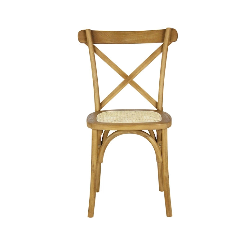 Colmar klassischer traditioneller X-Back-Esszimmerstuhl aus Holz und Rattan, Natur (2er-Set) von JONATHAN Y