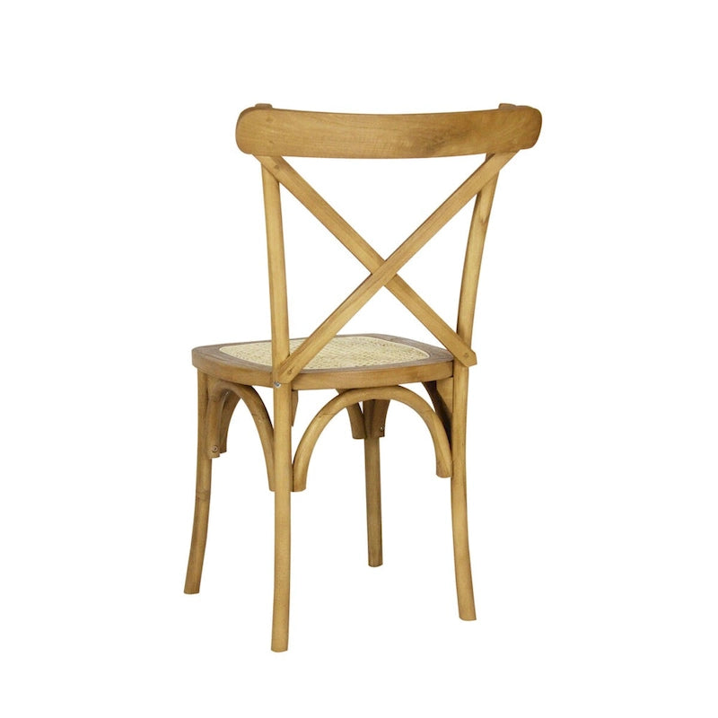 Colmar klassischer traditioneller X-Back-Esszimmerstuhl aus Holz und Rattan, Natur (2er-Set) von JONATHAN Y