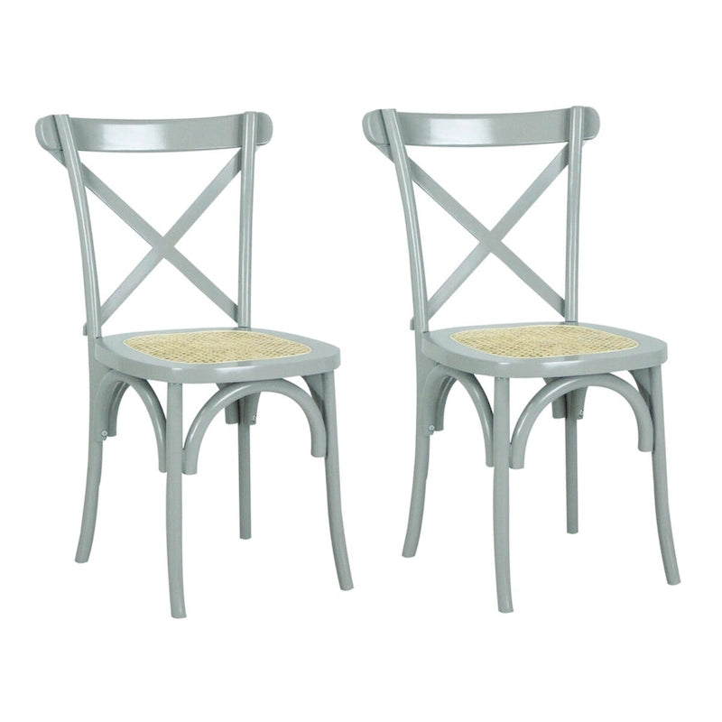 Colmar klassischer traditioneller X-Back-Esszimmerstuhl aus Holz und Rattan, Natur (2er-Set) von JONATHAN Y