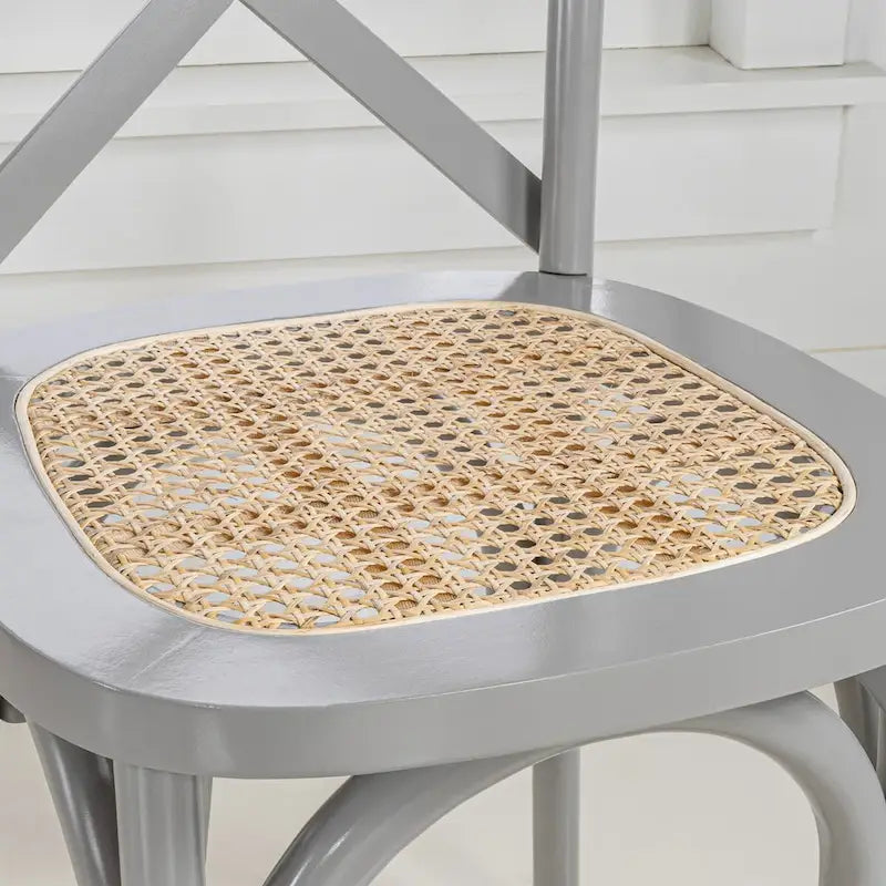 Colmar klassischer traditioneller X-Back-Esszimmerstuhl aus Holz und Rattan, Natur (2er-Set) von JONATHAN Y