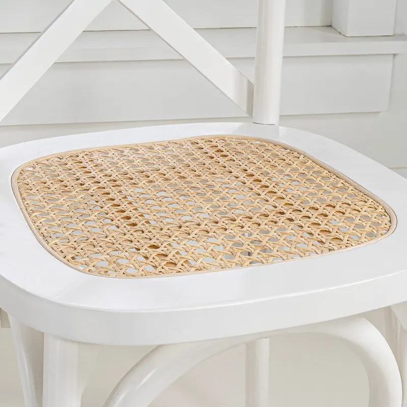 Colmar klassischer traditioneller X-Back-Esszimmerstuhl aus Holz und Rattan, Natur (2er-Set) von JONATHAN Y
