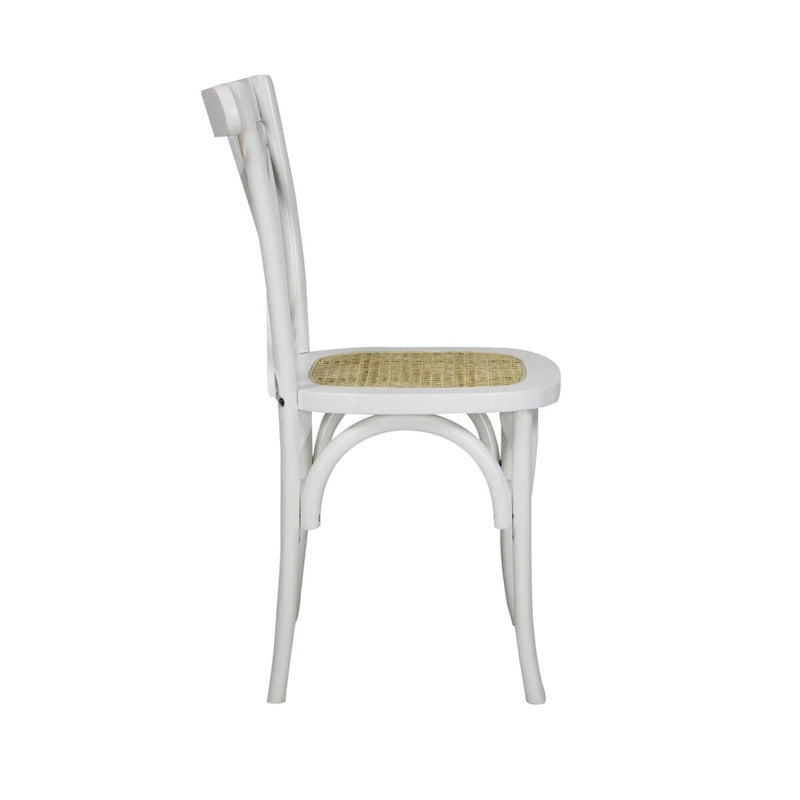 Colmar klassischer traditioneller X-Back-Esszimmerstuhl aus Holz und Rattan, Natur (2er-Set) von JONATHAN Y