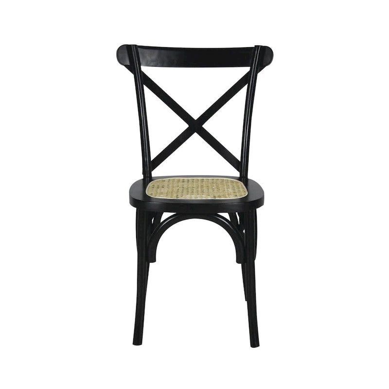 Colmar klassischer traditioneller X-Back-Esszimmerstuhl aus Holz und Rattan, Natur (2er-Set) von JONATHAN Y
