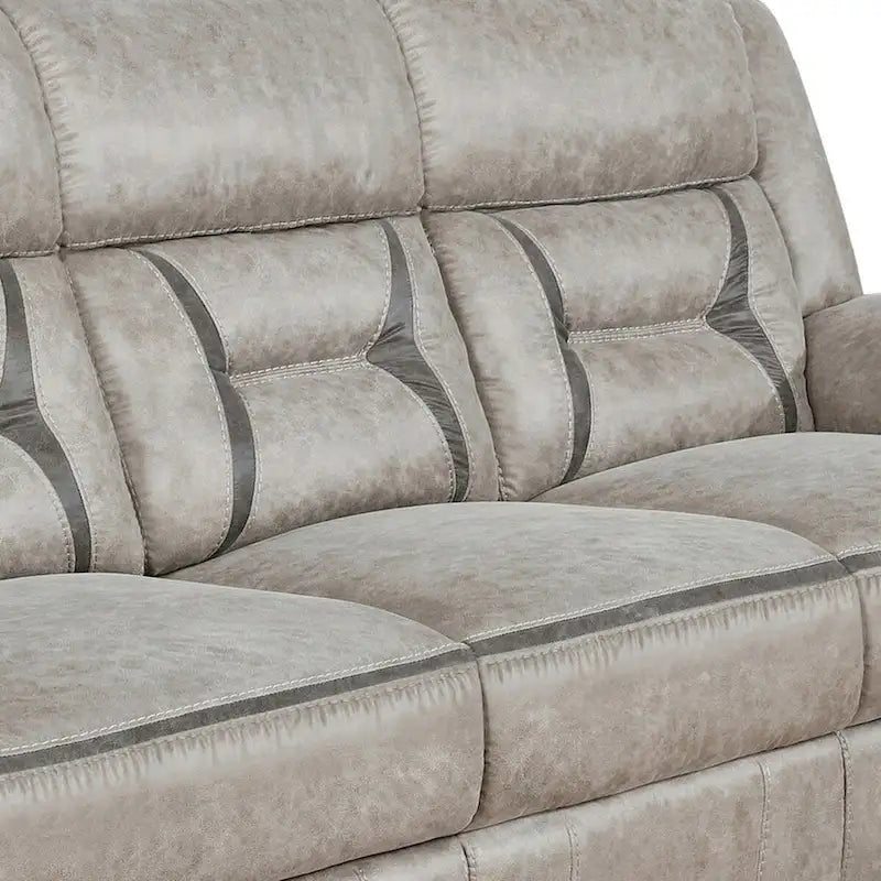 87-Inch-Sofa aus Kunstleder mit manueller Liegefunktion, herunterklappbarem Tisch, Getränkehaltern und USB-Ladefunktion