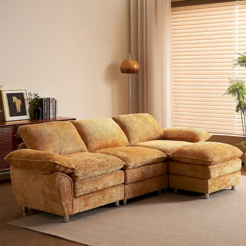Modernes dunkles 3-Sitzer-Sofa, Schlafsofa aus Polyester, bequem gepolstertes Möbelstück für Wohnzimmer oder Wohnung