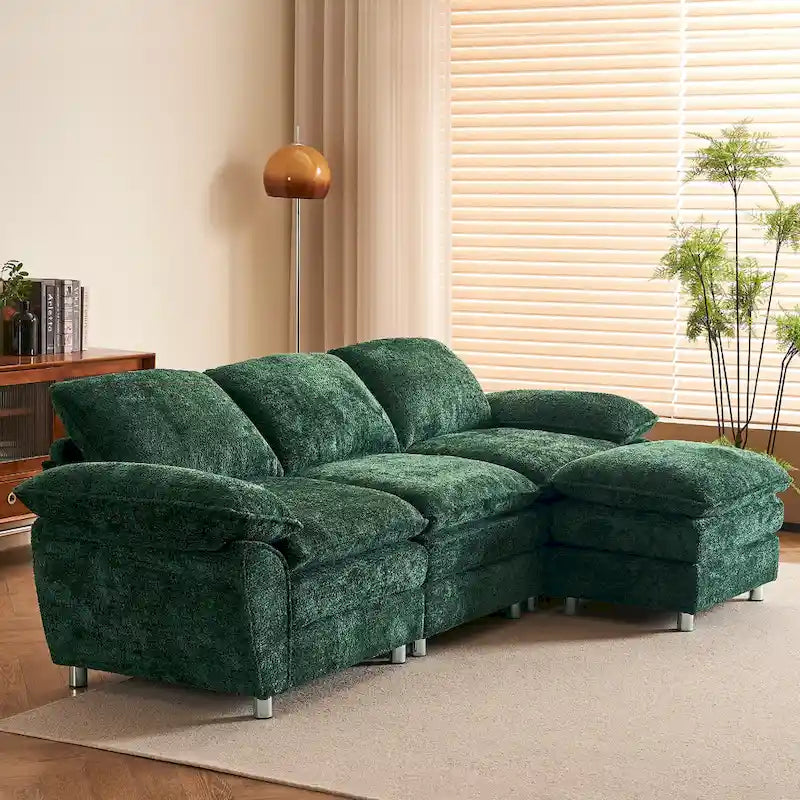 Modernes dunkles 3-Sitzer-Sofa, Schlafsofa aus Polyester, bequem gepolstertes Möbelstück für Wohnzimmer oder Wohnung