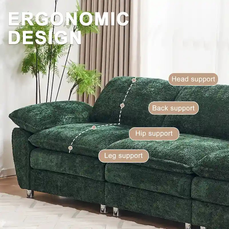 Modernes dunkles 3-Sitzer-Sofa, Schlafsofa aus Polyester, bequem gepolstertes Möbelstück für Wohnzimmer oder Wohnung