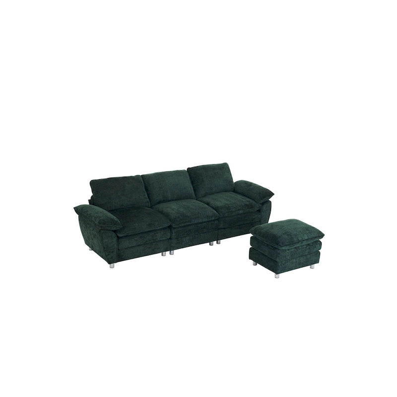 Modernes dunkles 3-Sitzer-Sofa, Schlafsofa aus Polyester, bequem gepolstertes Möbelstück für Wohnzimmer oder Wohnung