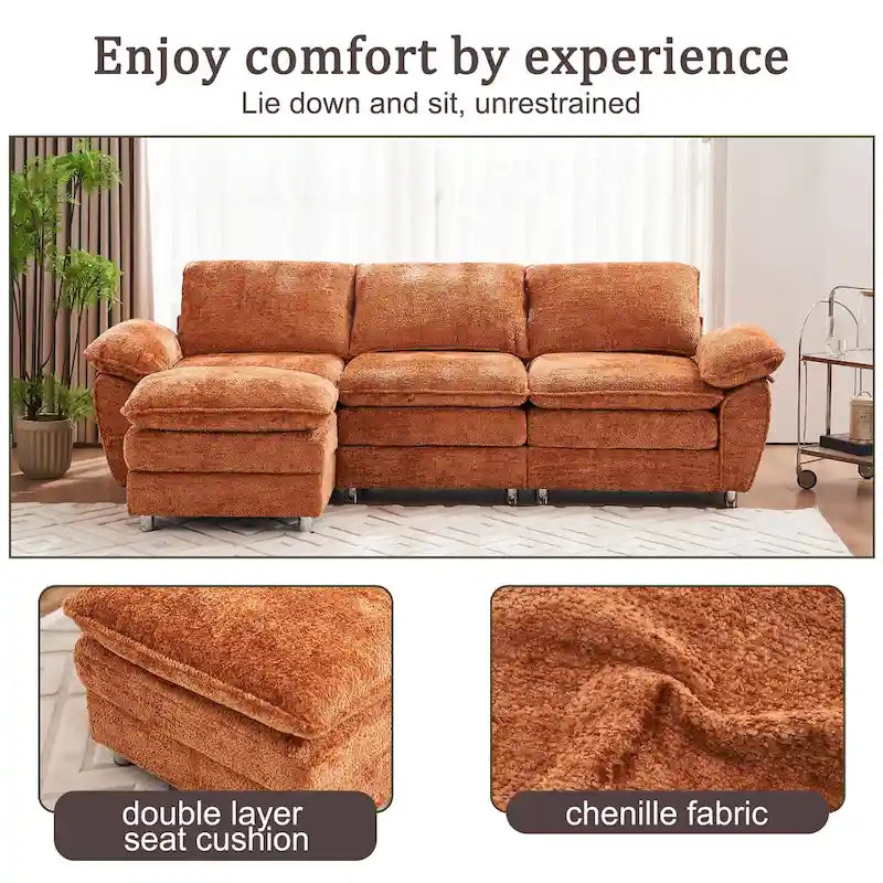 Modernes dunkles 3-Sitzer-Sofa, Schlafsofa aus Polyester, bequem gepolstertes Möbelstück für Wohnzimmer oder Wohnung