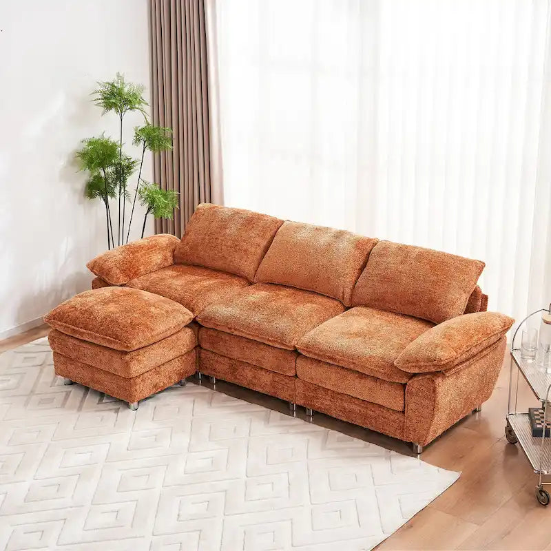 Modernes dunkles 3-Sitzer-Sofa, Schlafsofa aus Polyester, bequem gepolstertes Möbelstück für Wohnzimmer oder Wohnung