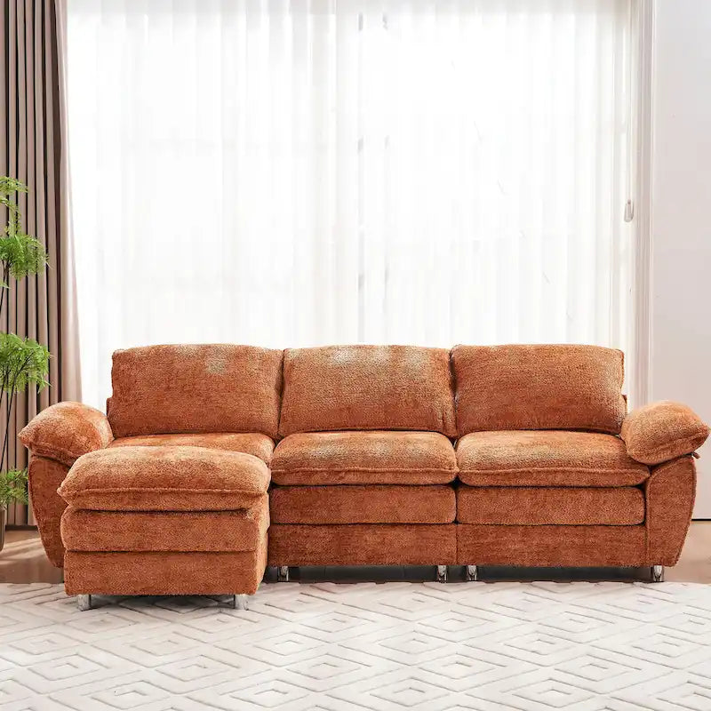 Modernes dunkles 3-Sitzer-Sofa, Schlafsofa aus Polyester, bequem gepolstertes Möbelstück für Wohnzimmer oder Wohnung
