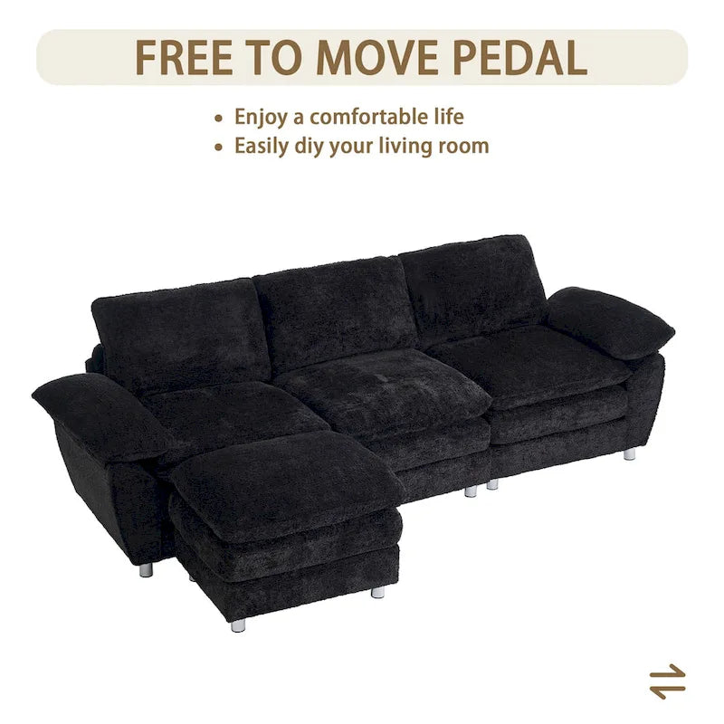 Modernes dunkles 3-Sitzer-Sofa, Schlafsofa aus Polyester, bequem gepolstertes Möbelstück für Wohnzimmer oder Wohnung