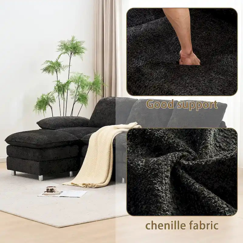 Modernes dunkles 3-Sitzer-Sofa, Schlafsofa aus Polyester, bequem gepolstertes Möbelstück für Wohnzimmer oder Wohnung