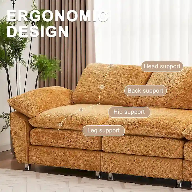 Modernes dunkles 3-Sitzer-Sofa, Schlafsofa aus Polyester, bequem gepolstertes Möbelstück für Wohnzimmer oder Wohnung