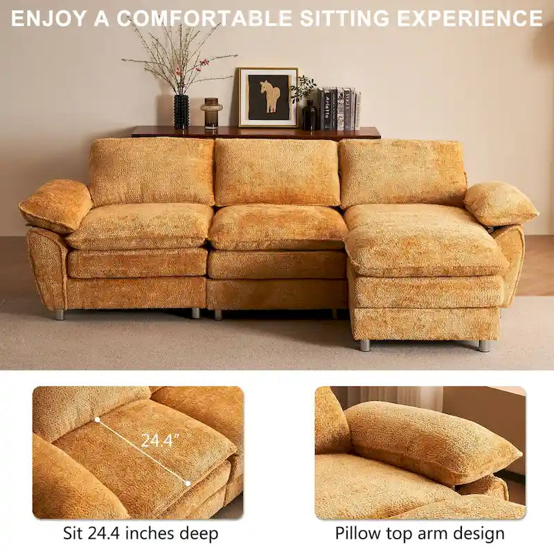 Modernes dunkles 3-Sitzer-Sofa, Schlafsofa aus Polyester, bequem gepolstertes Möbelstück für Wohnzimmer oder Wohnung